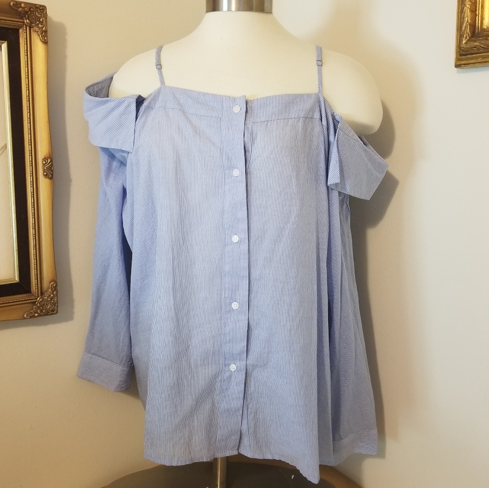 Off-Shoulder Pinstripe Top